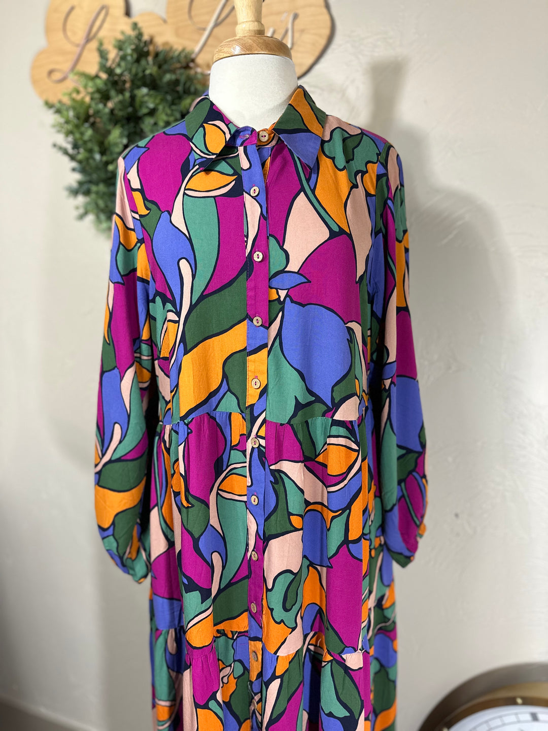 Liza's Long Modest Colorful Geometric Long Dress