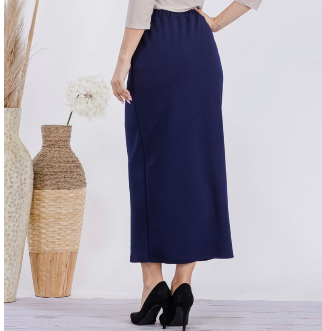 Liza Lou's Long Navy Blue Liverpool Skirt