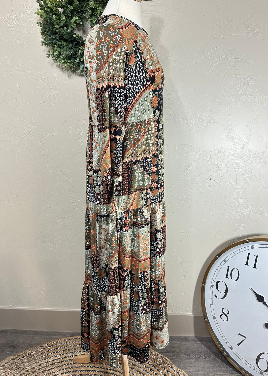 Cassie Mixed Print Long Modest Dress