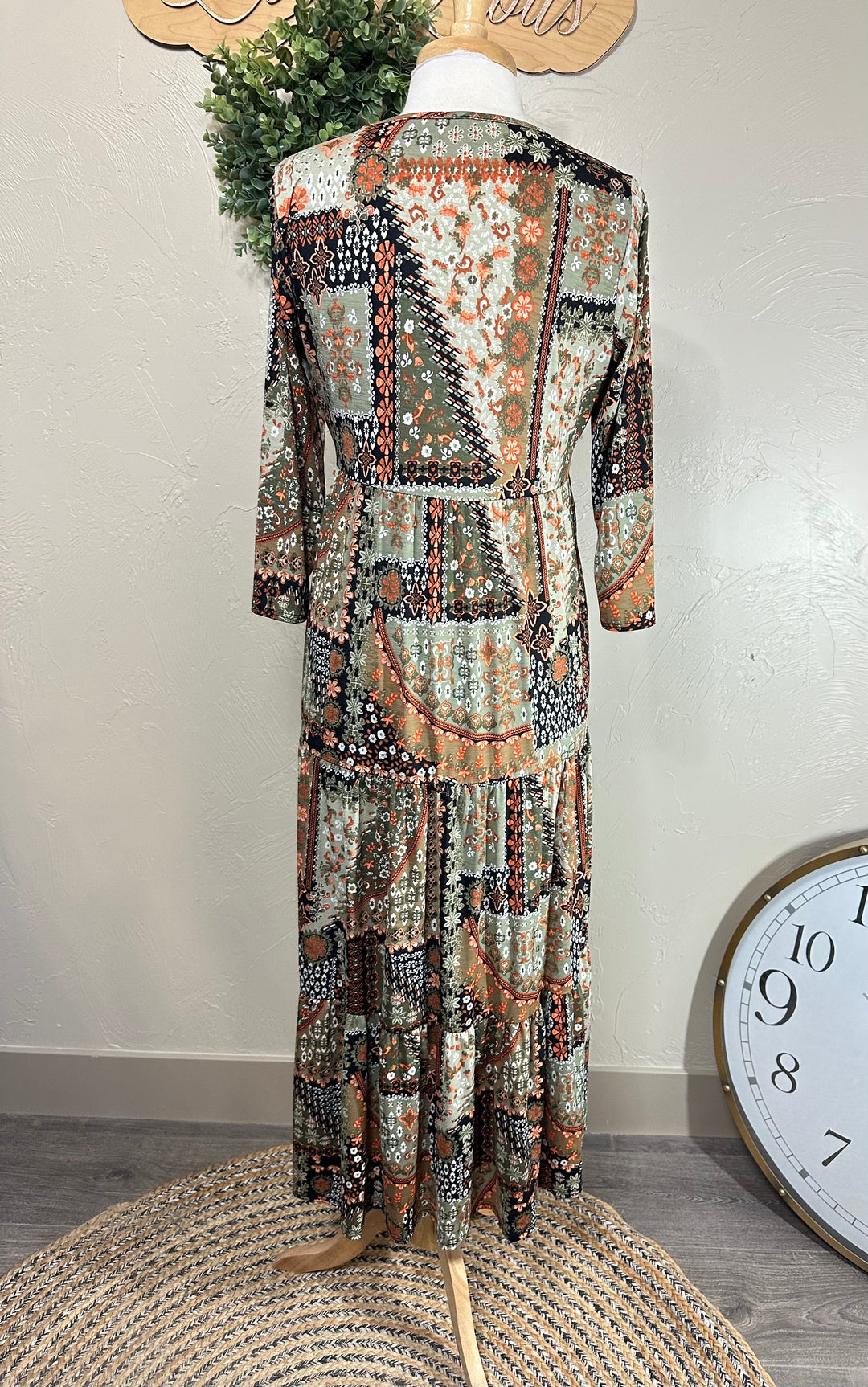 Cassie Mixed Print Long Modest Dress