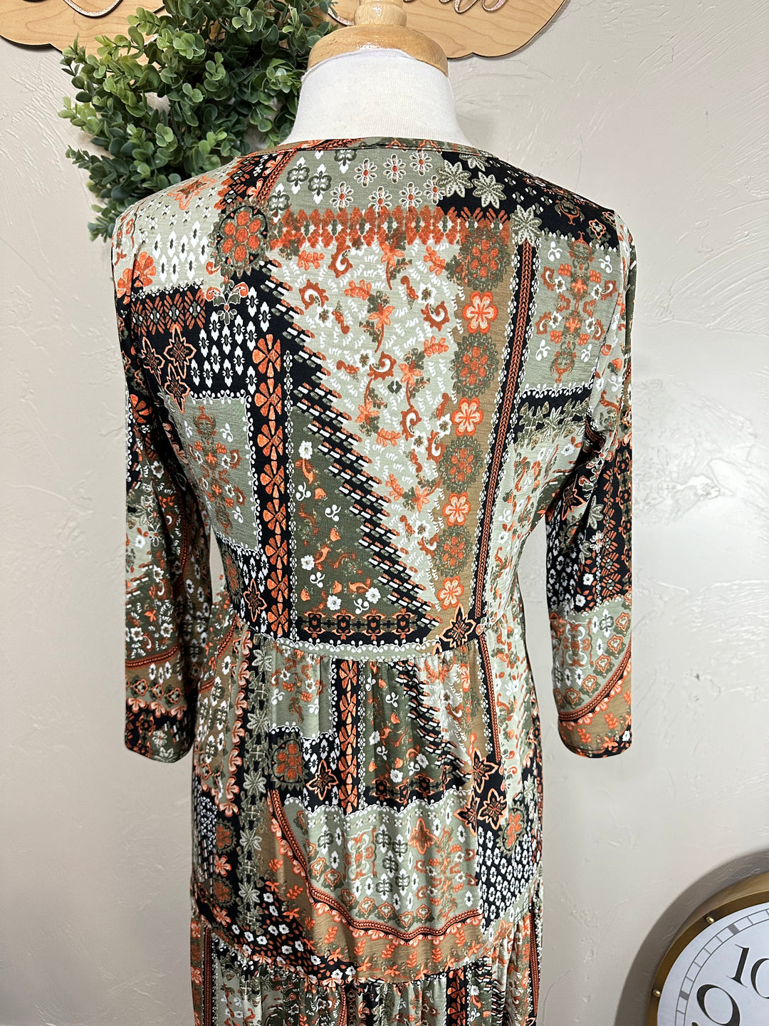 Cassie Mixed Print Long Modest Dress