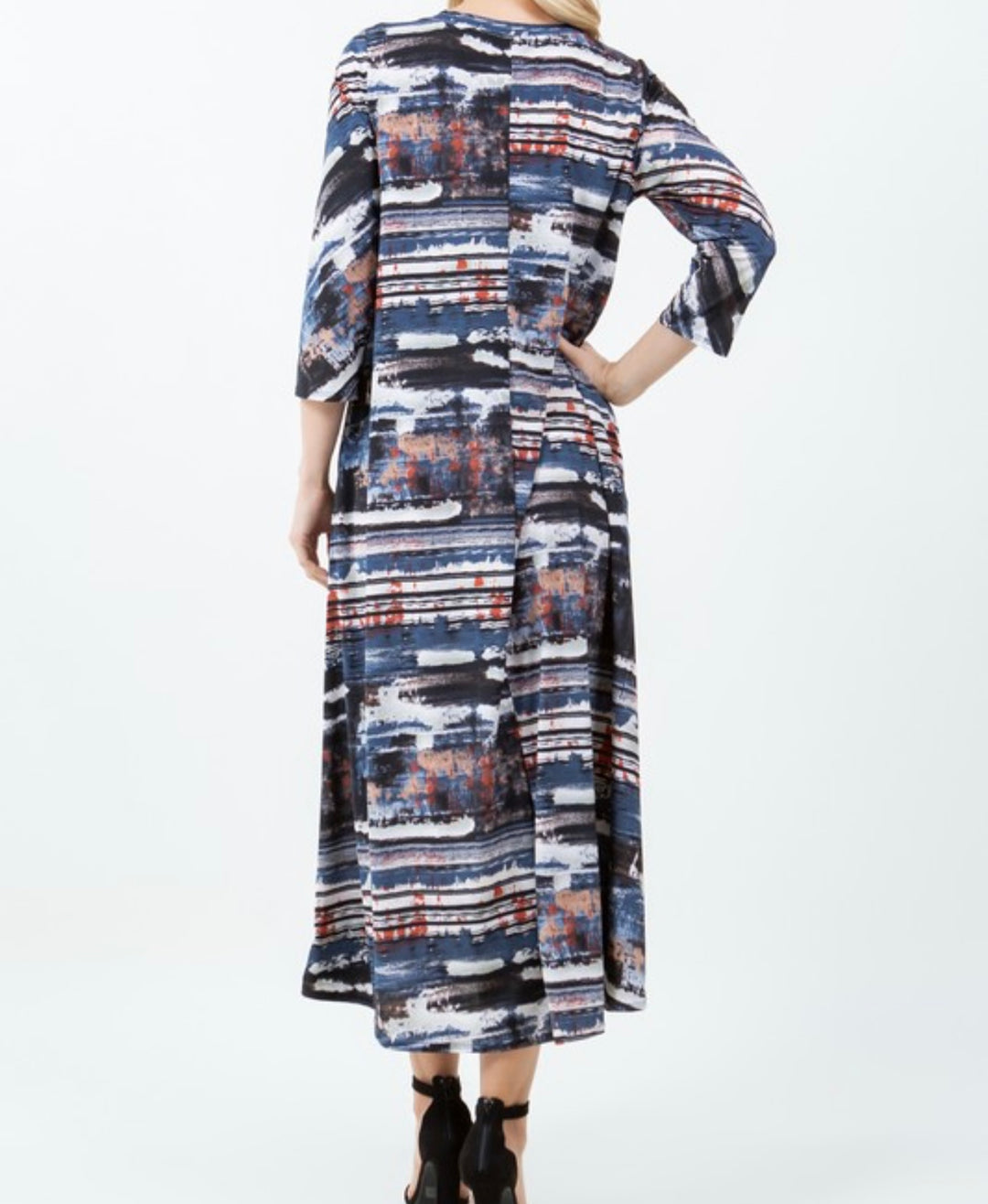 Liza's Blue Brush Stroke Long Modest Dress