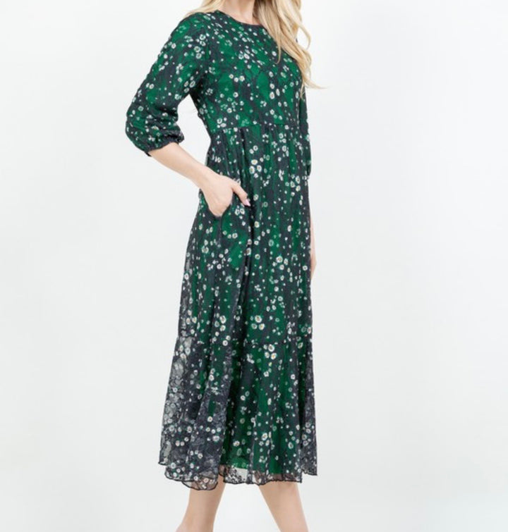 Green Navy Dress Lace Dress