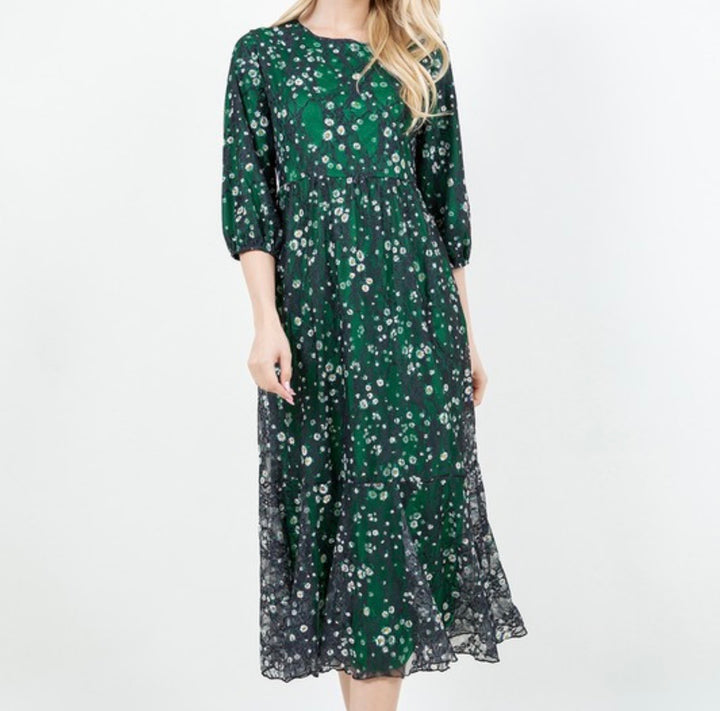 Green Navy Dress Lace Dress