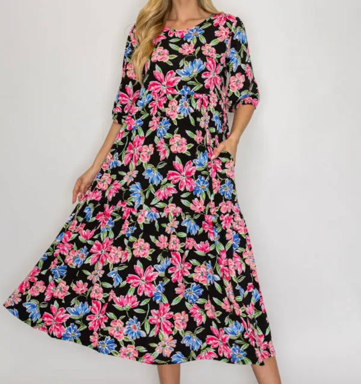 Liza’s Lovely Pink Blue Floral Dress