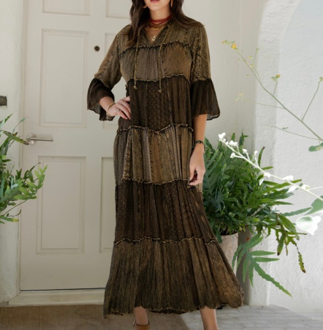 Liza Lou's Beautiful Dark Olive Boho Dress Liza Lou's Beautiful Dark Olive Boho Dress
