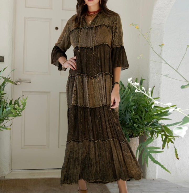 Liza Lou's Beautiful Dark Olive Boho Dress