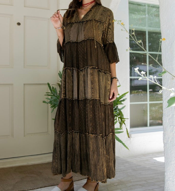 Liza Lou's Beautiful Dark Olive Boho Dress