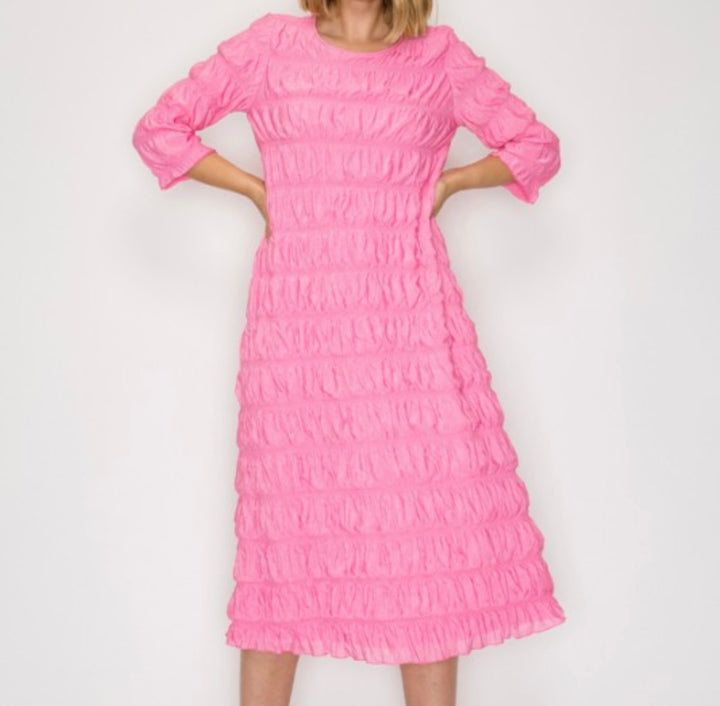 Elegant Liza Lou's Pink Ruffle Modest Dress