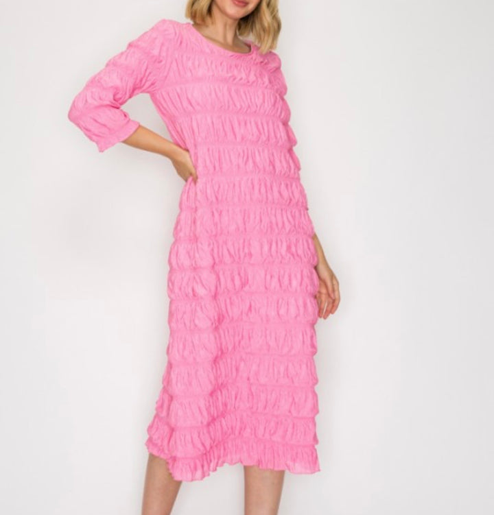 Elegant Liza Lou's Pink Ruffle Modest Dress