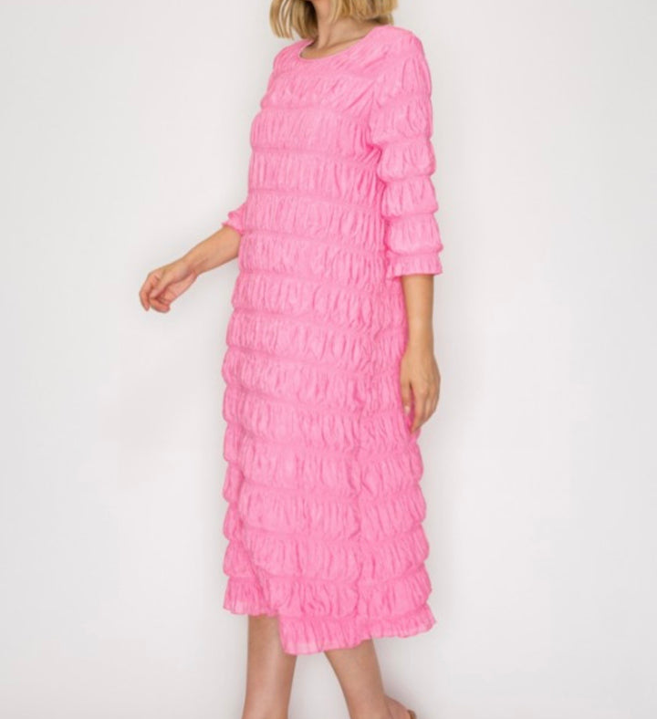 Elegant Liza Lou's Pink Ruffle Modest Dress