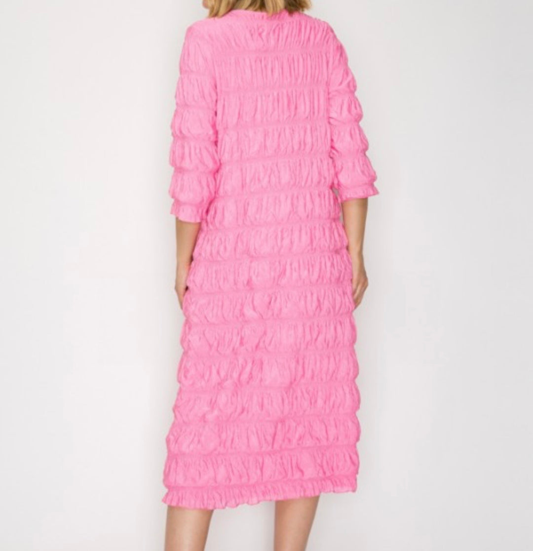 Elegant Liza Lou's Pink Ruffle Modest Dress