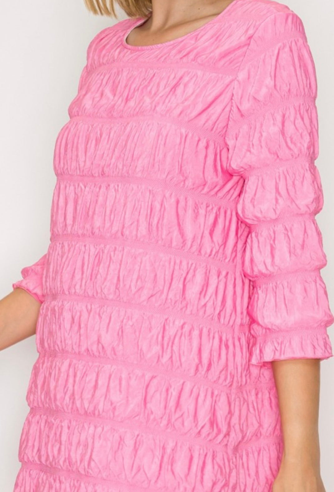 Elegant Liza Lou's Pink Ruffle Modest Dress