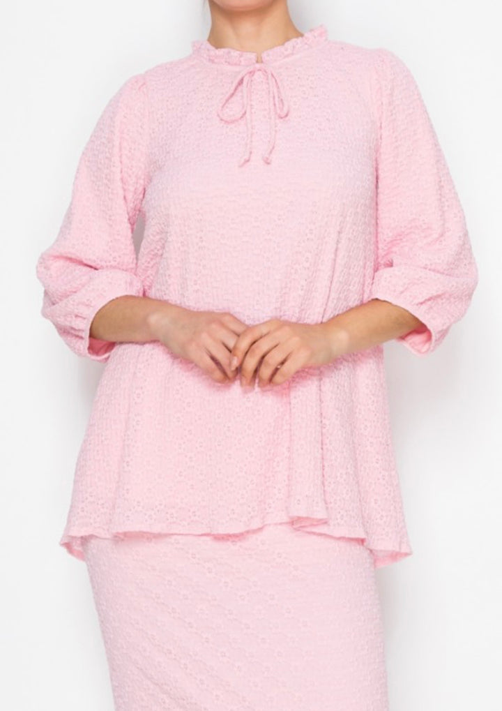 Black Elegant Textured Lined Tunic Top