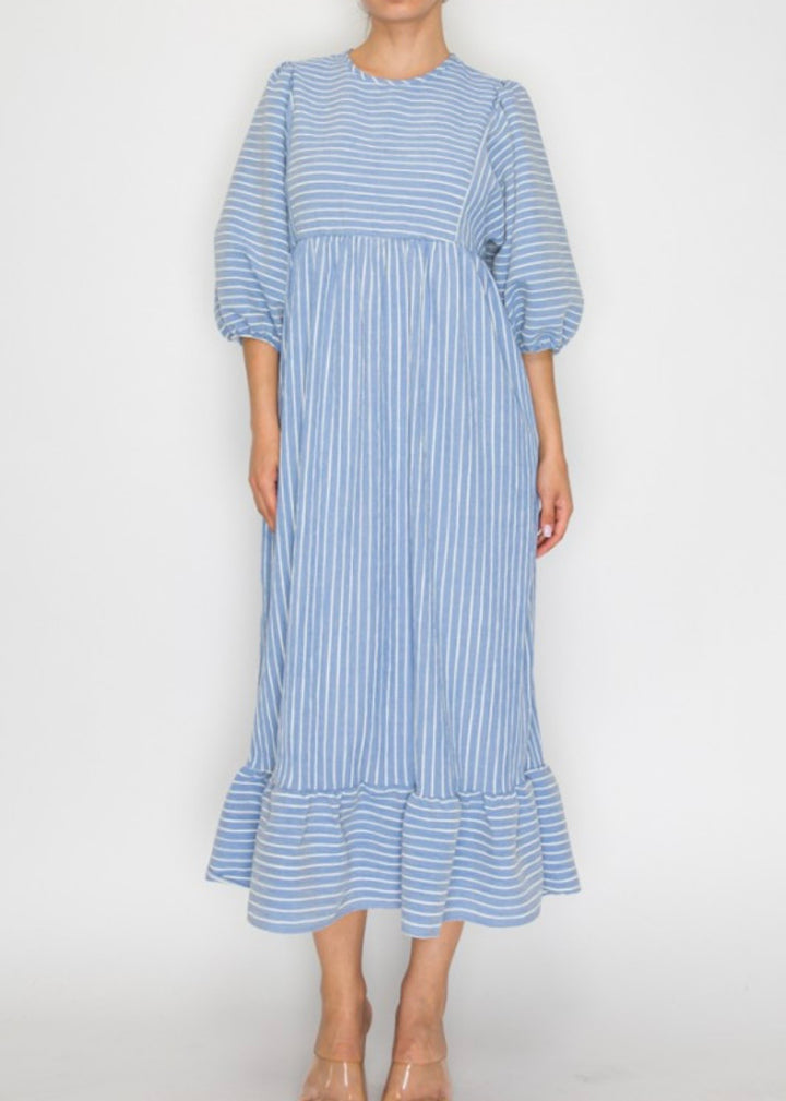 Liza Lou’s Blue White Striped Candice Dress