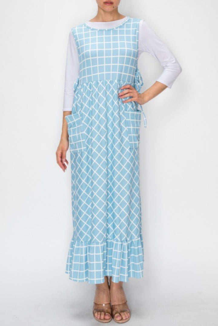 Liza Lou's Modest Long Sky Blue Jumper Dress