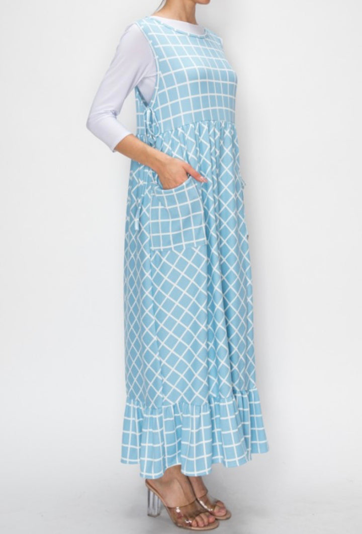 Liza Lou's Modest Long Sky Blue Jumper Dress