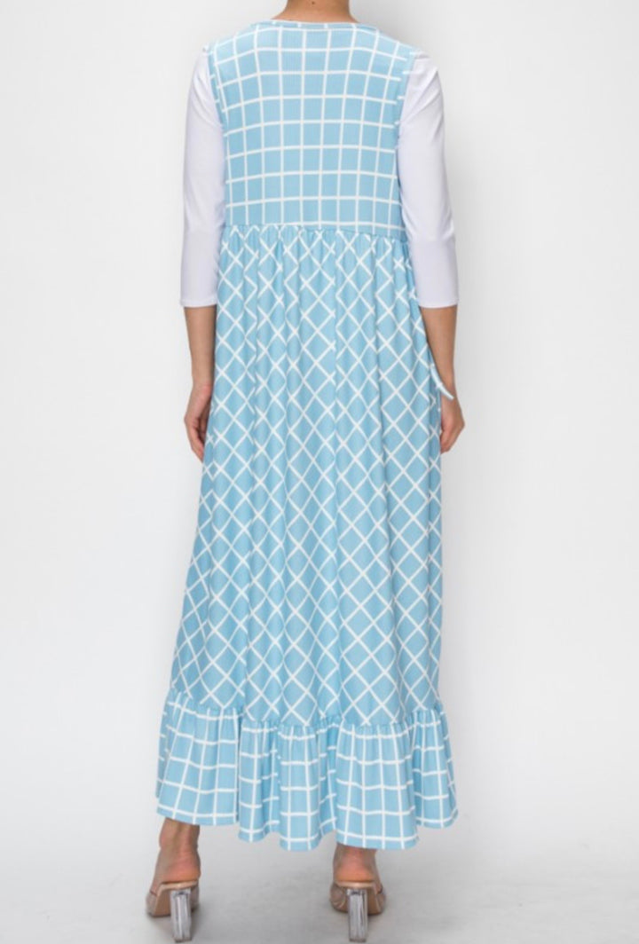 Liza Lou's Modest Long Sky Blue Jumper Dress