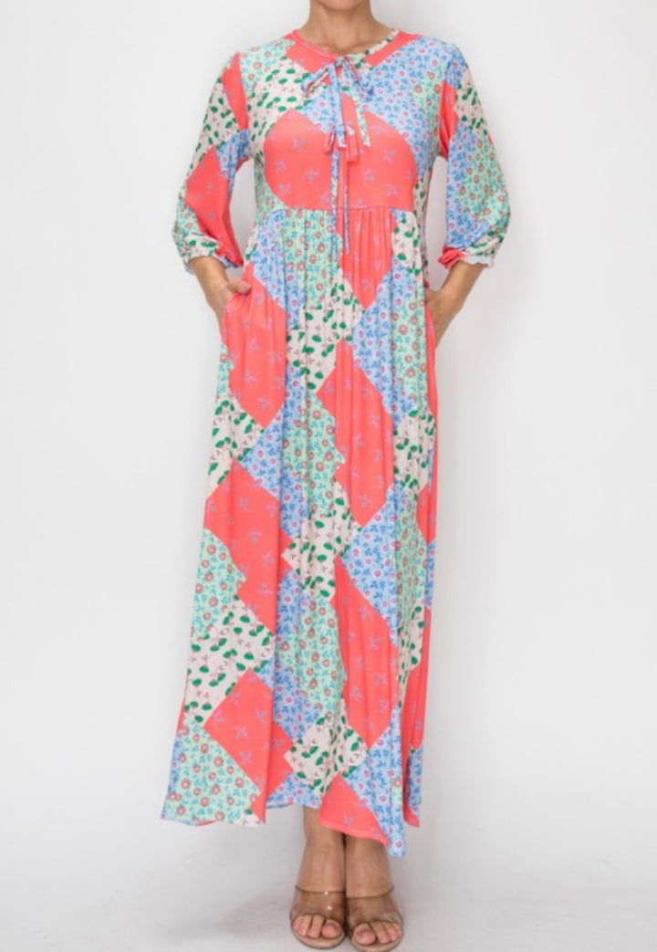 Liza Lou’s Polly Patchwork Spring Summer Long Modest Dress