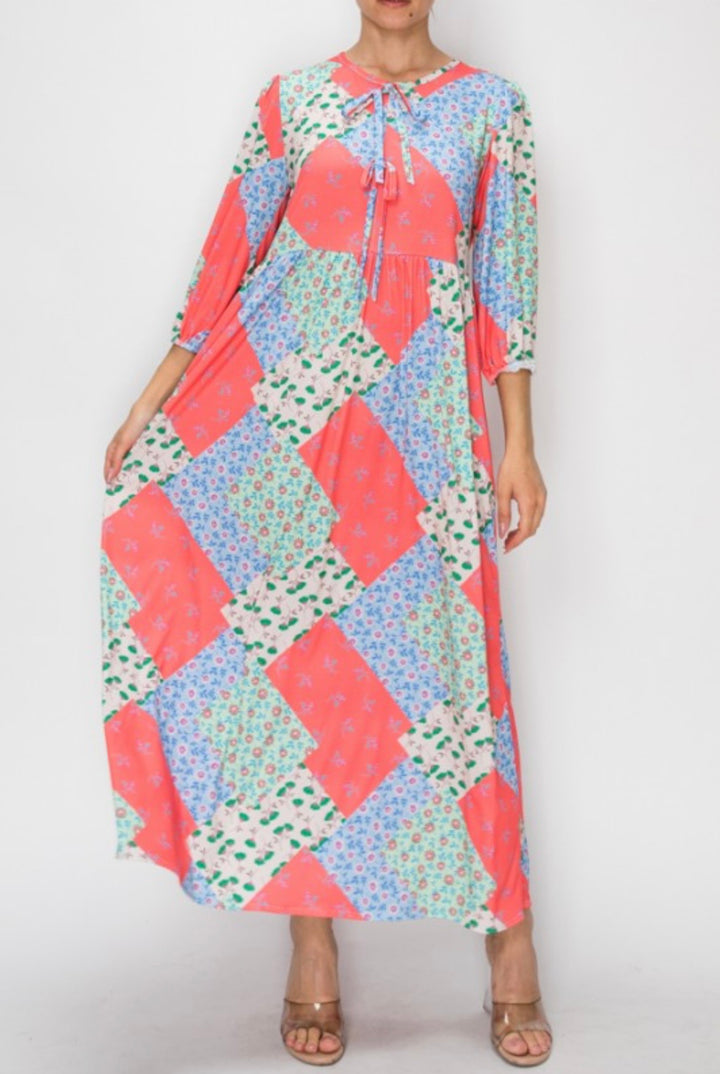 Liza Lou’s Polly Patchwork Spring Summer Long Modest Dress