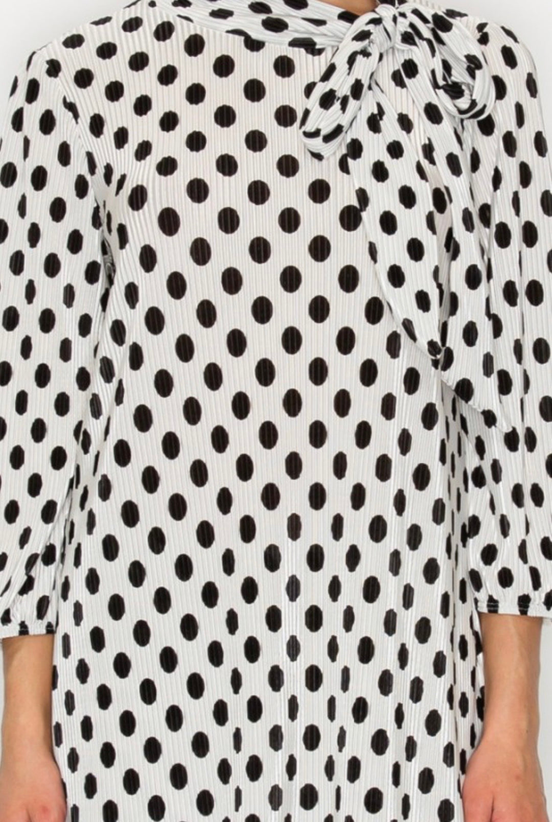 Liza Lou’s White With Black Polka Dots Top With Tie
