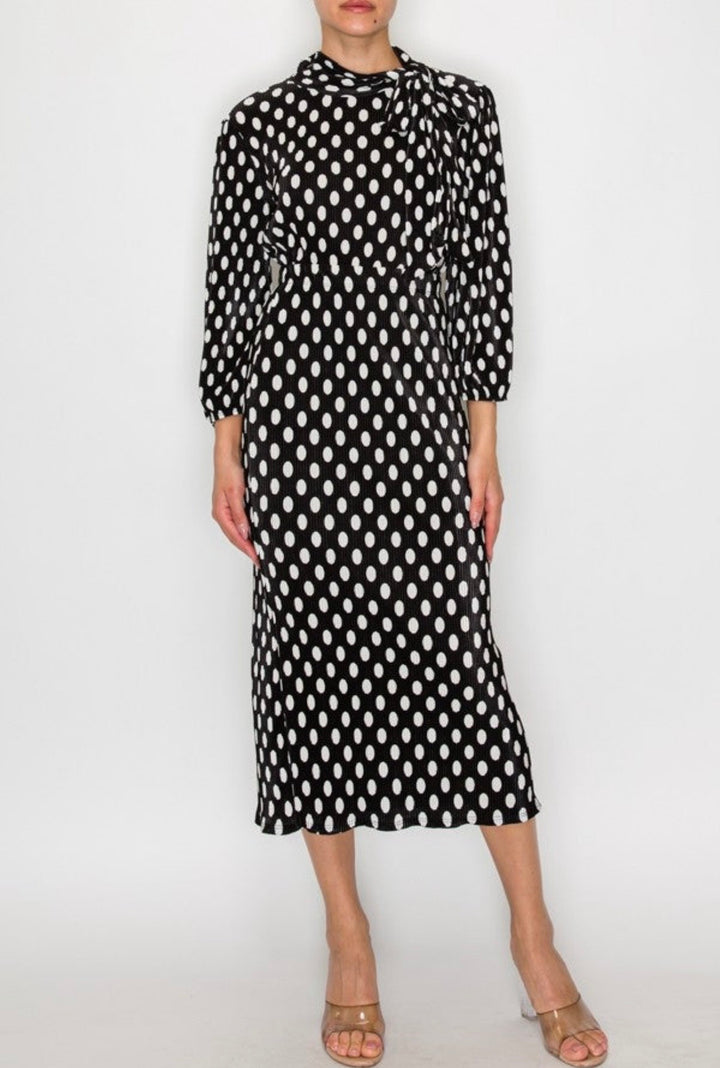 Liza Lou’s Black White Polka Dot Top With Tie