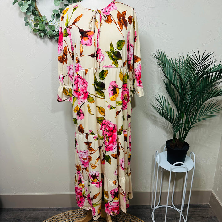 Liza Lou's Camilla Floral Print Flowy Long Modest Dress