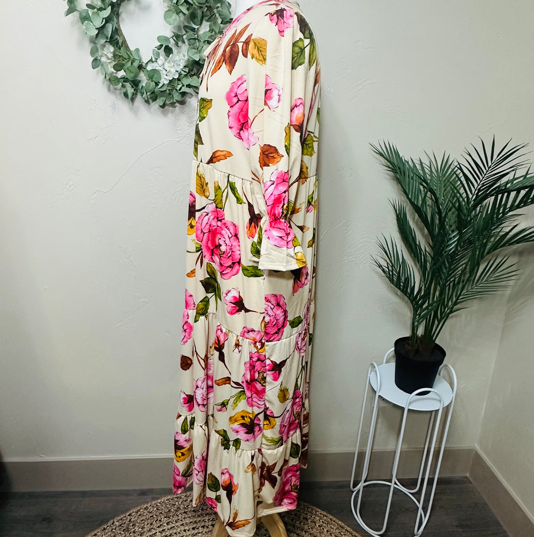 Liza Lou's Camilla Floral Print Flowy Long Modest Dress