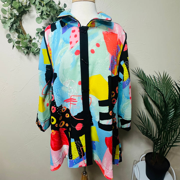 Moonlight Colorful Abstract Print Blouse Jacket