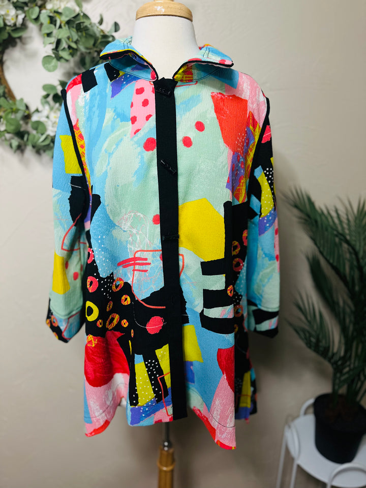 Moonlight Colorful Abstract Print Blouse Jacket
