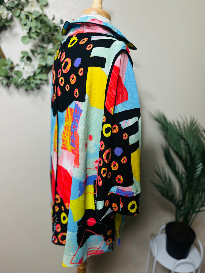 Moonlight Colorful Abstract Print Blouse Jacket