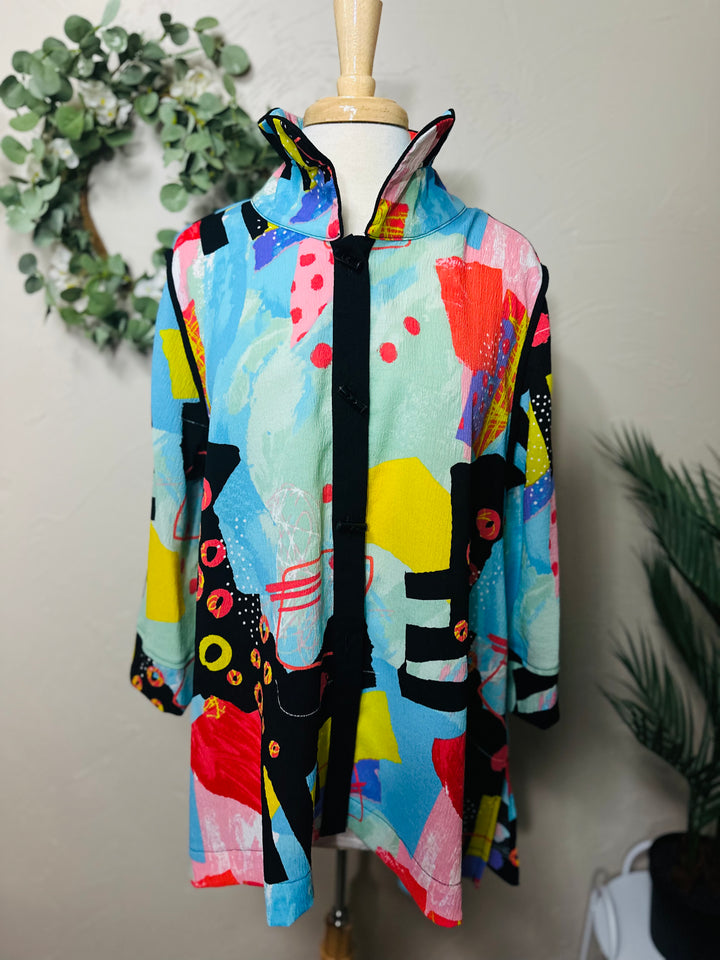 Moonlight Colorful Abstract Print Blouse Jacket