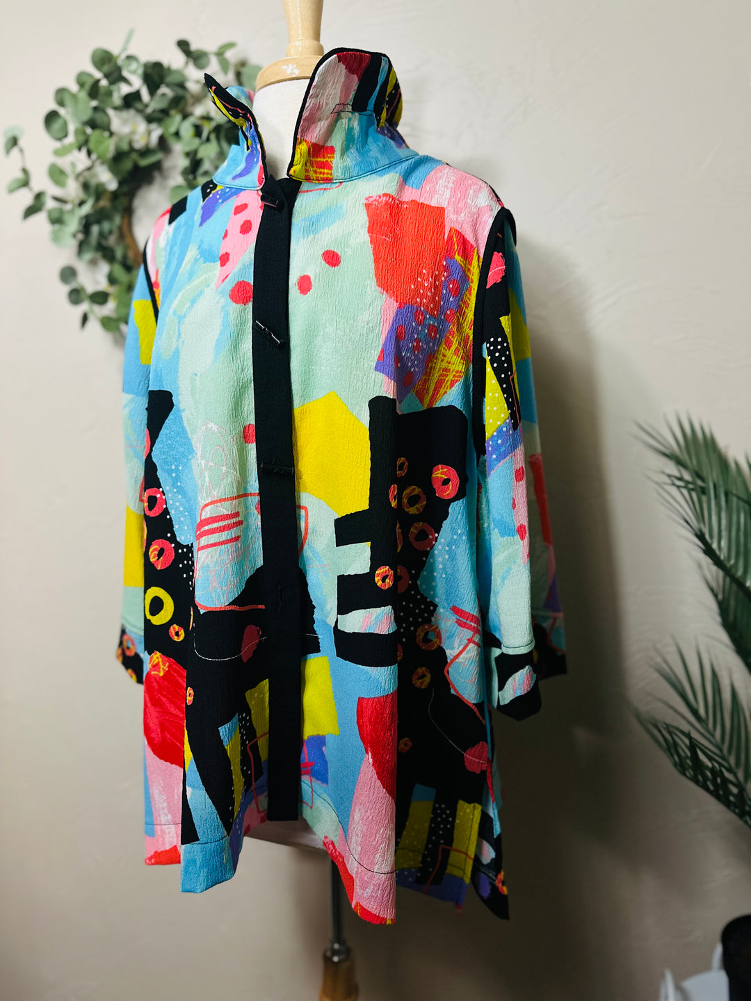 Moonlight Colorful Abstract Print Blouse Jacket