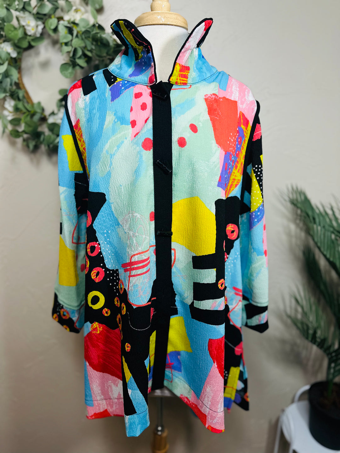Moonlight Colorful Abstract Print Blouse Jacket