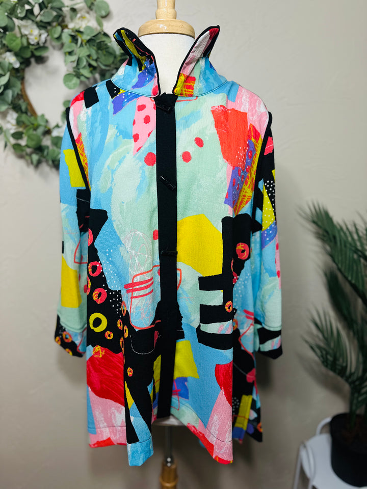Moonlight Colorful Abstract Print Blouse Jacket