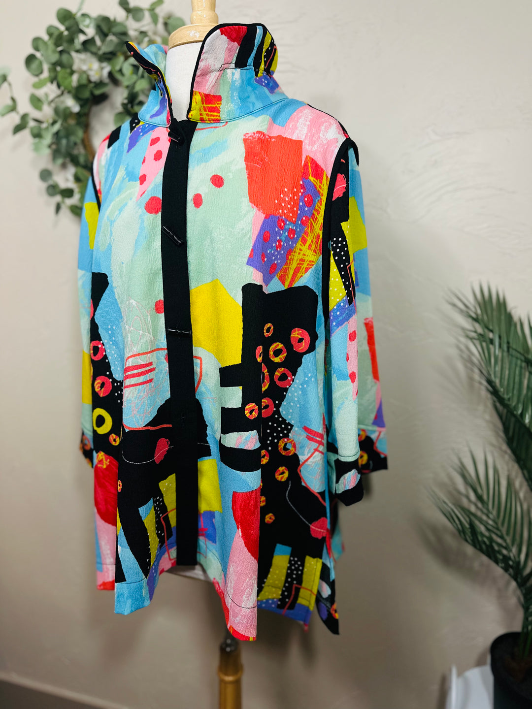 Moonlight Colorful Abstract Print Blouse Jacket