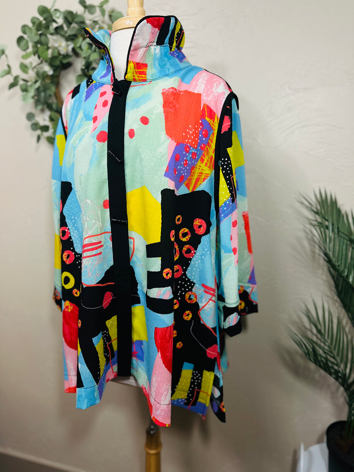 Moonlight Colorful Abstract Print Blouse Jacket