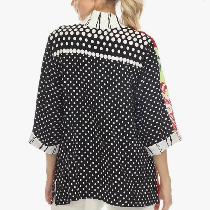 Moonlight Polka Dot w/ Abstract Print Jacket Top