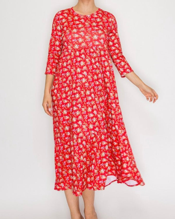 Liza Lou’s Red Floral Long Women’s Modest Dress