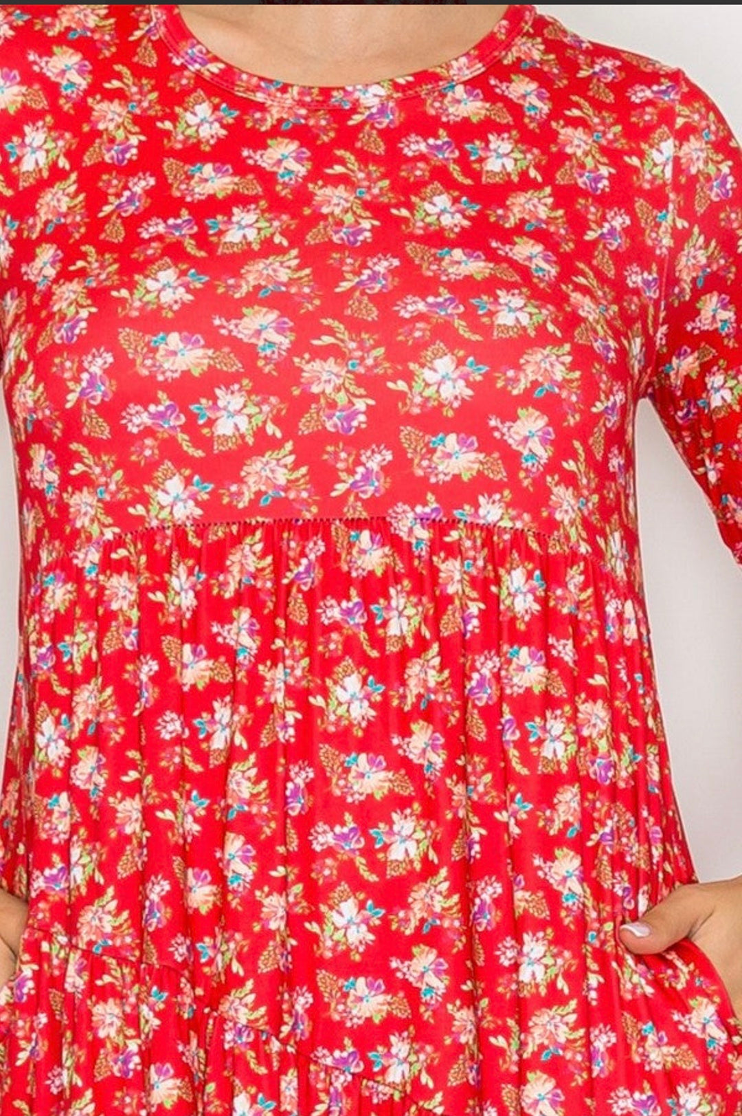 Liza Lou’s Red Floral Long Women’s Modest Dress