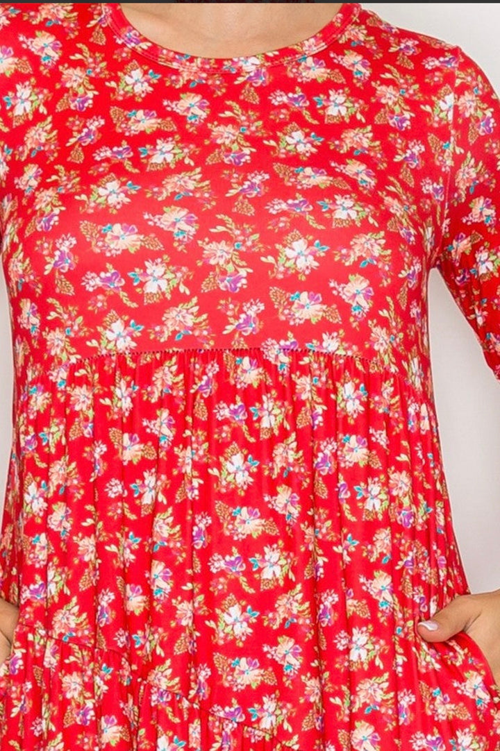 Liza Lou’s Red Floral Long Women’s Modest Dress