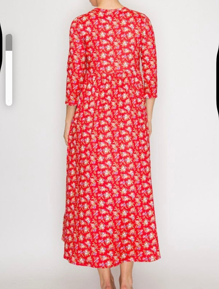 Liza Lou’s Red Floral Long Women’s Modest Dress