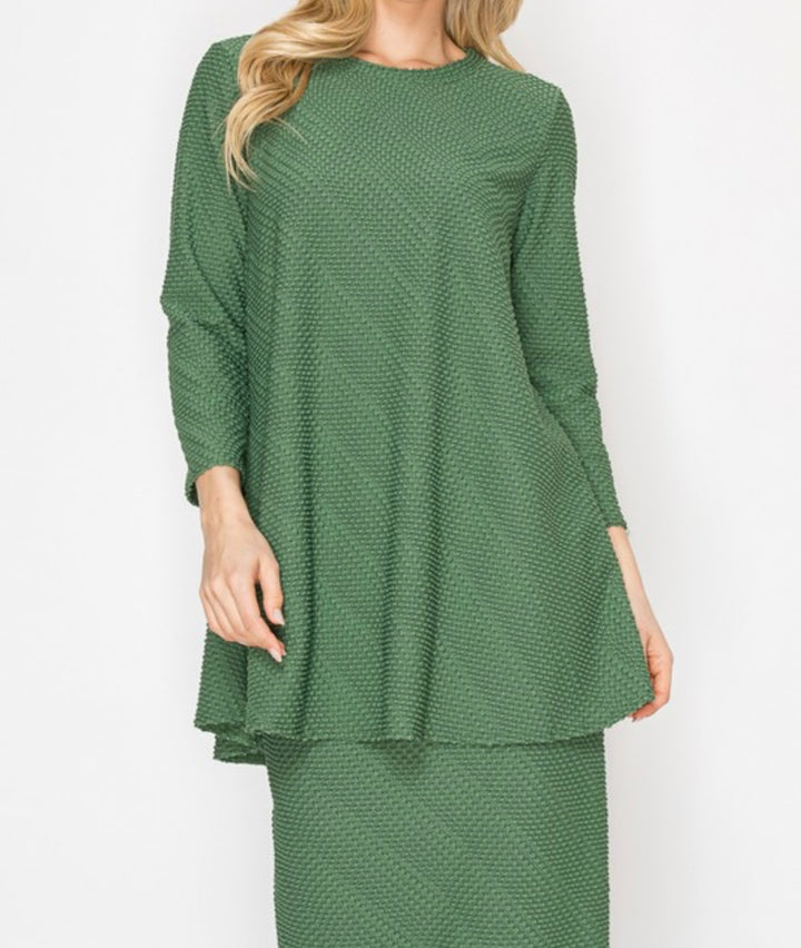 Liza Lou's Swiss Dot Green Tunic Top