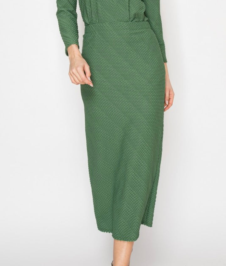 Liza Lou's Swiss Green Dot Long Lined Skirt