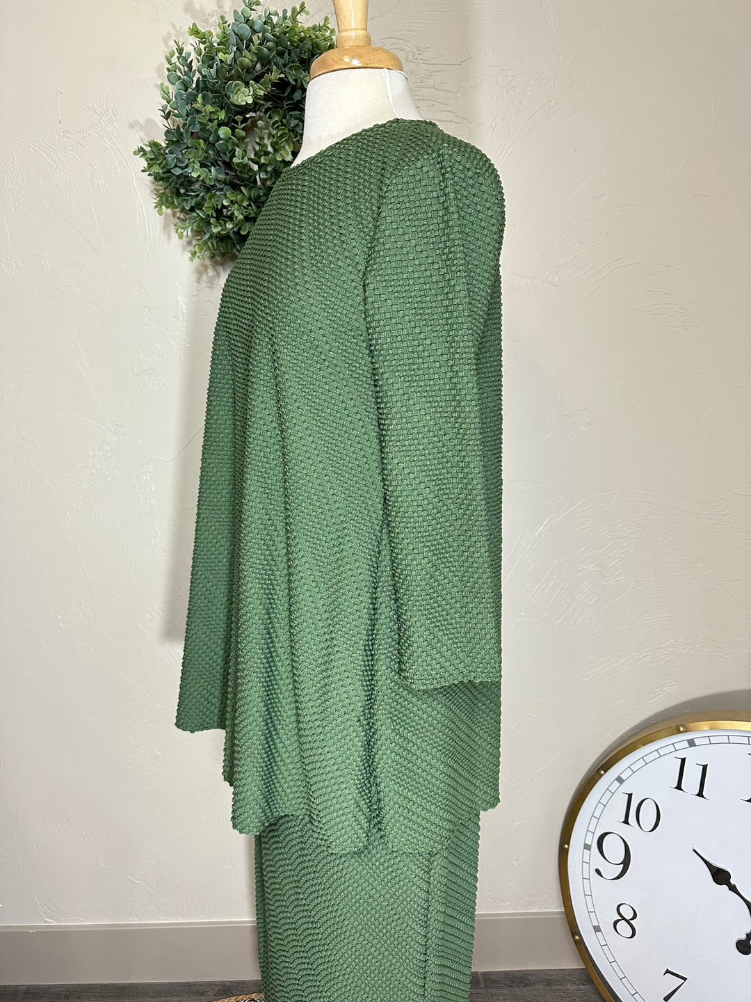 Liza Lou's Swiss Dot Green Tunic Top