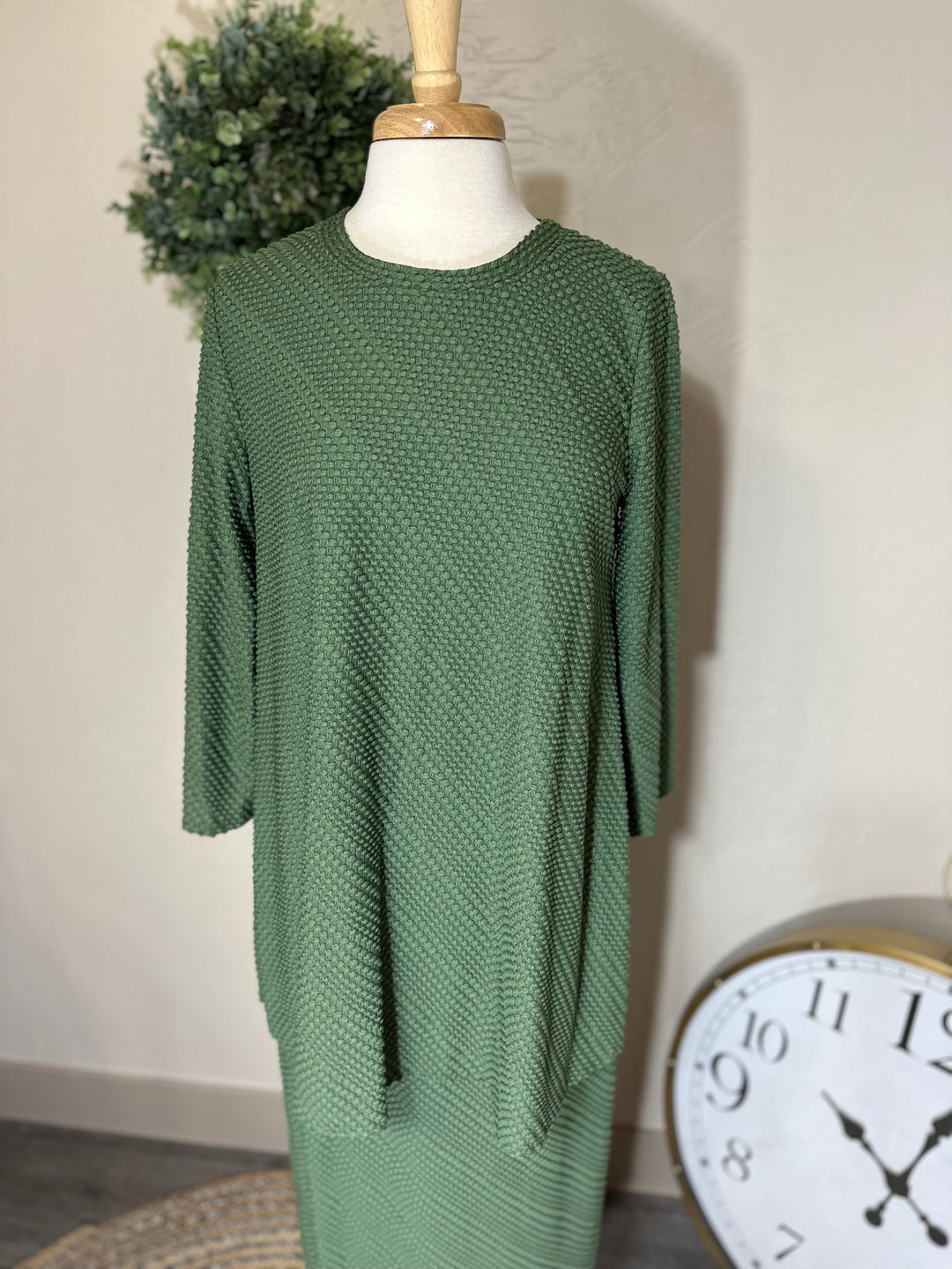 Liza Lou's Swiss Dot Green Tunic Top