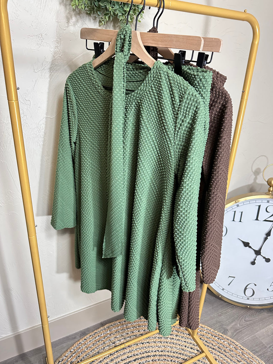 Liza Lou's Swiss Dot Green Tunic Top