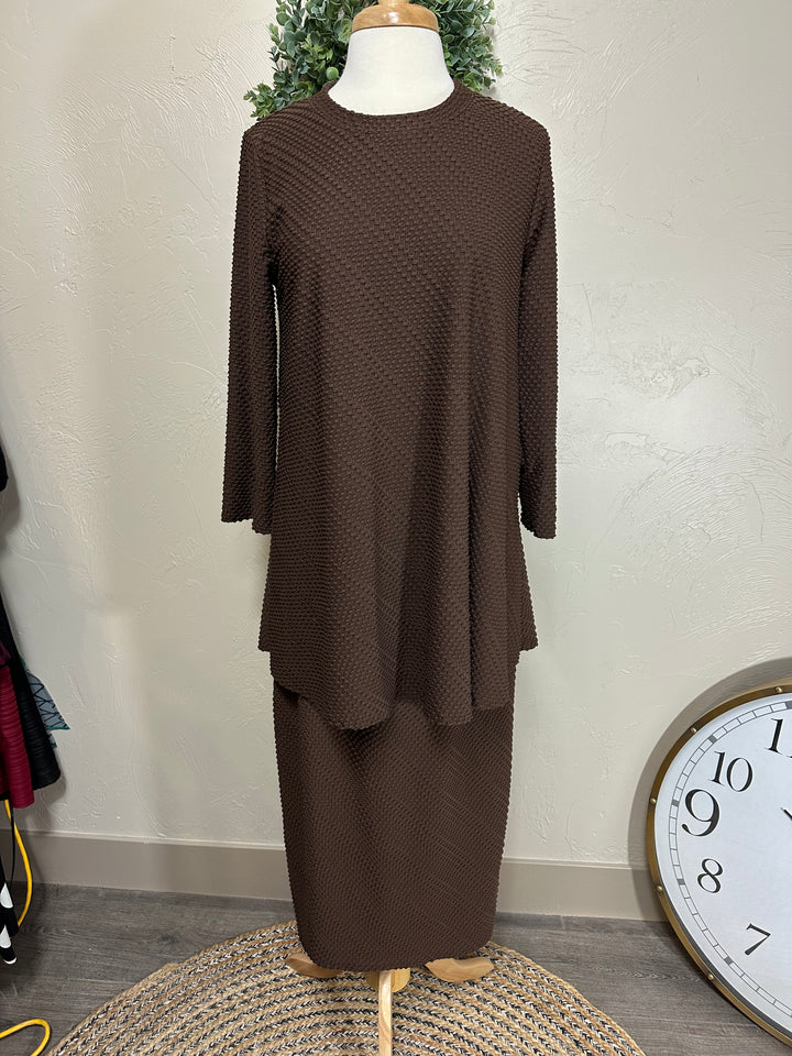 Liza Lou's Swiss Dot Brown Long Lined Skirt