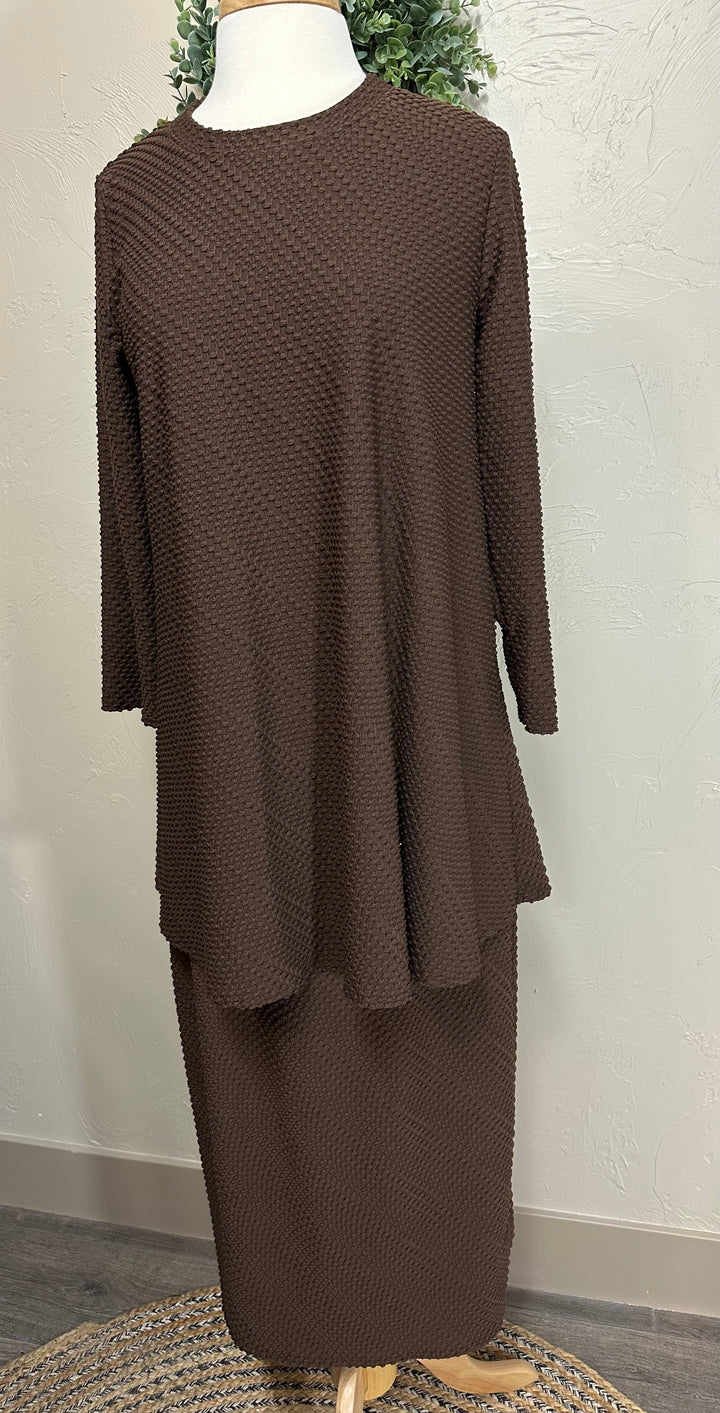 Liza Lou's Swiss Dot Brown Tunic Top