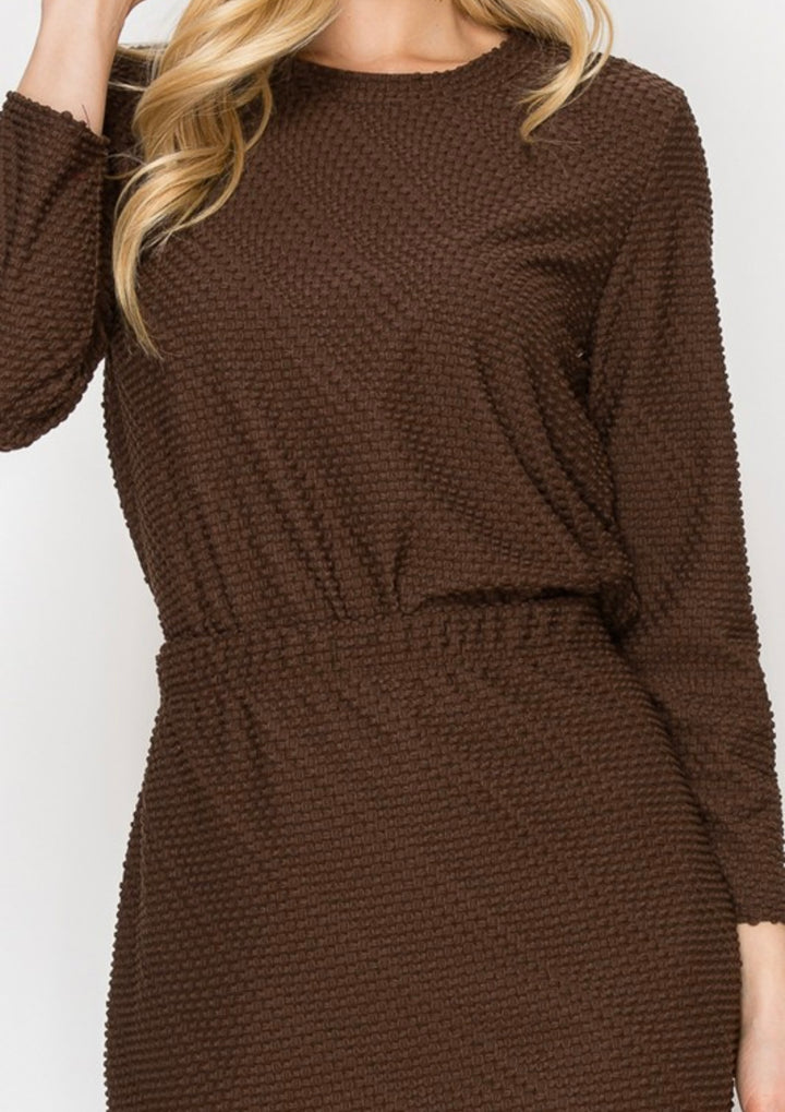 Liza Lou's Swiss Dot Brown Tunic Top